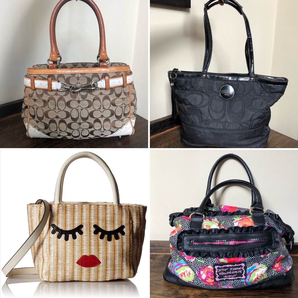 4 purse bundle (2 Coach, Betsey Johnson, Sam Edel)